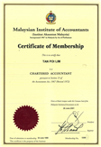 Verified certificate from Malaysia Institute of Accountants (Institut Akauntan Malaysia)